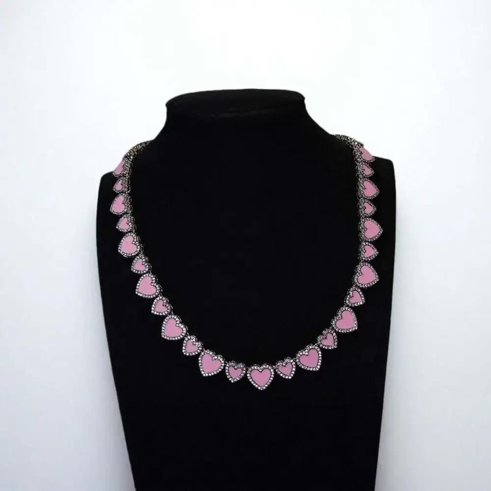 Pink Mixed Heart Necklace 16inch
